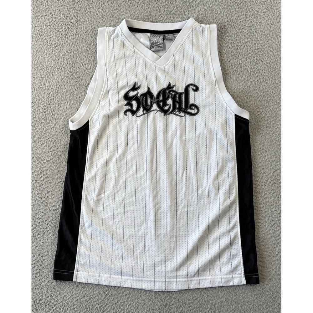 Vintage No Fear So Cal Basketball Jersey Mens Medium‎ Pinstripe Embroidered Y2K